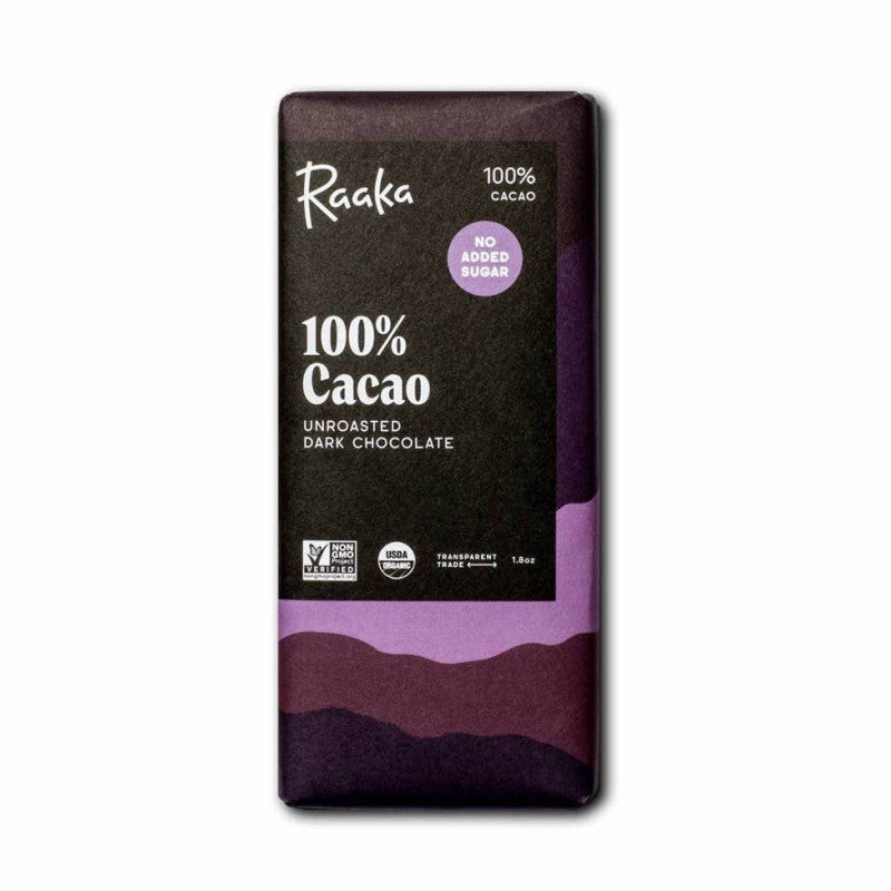 ラーカ : ローチョコレート 100%カカオ ダークチョコレート 砂糖不使用 1.8oz Raaka