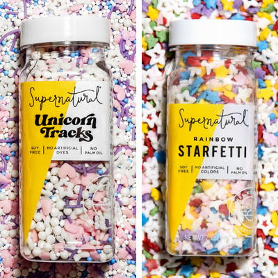 Super Naturals Dye-Free Unicorn Sprinkles＆ Rainbow Starfetti Sprinkles【各1点2個セット】